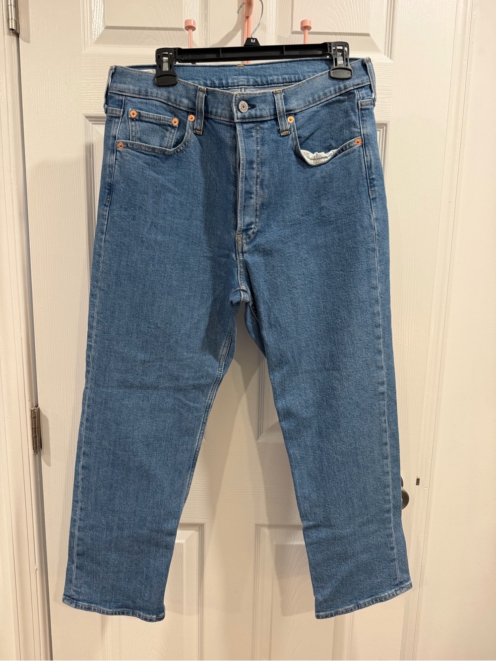 Cheeky Straight High Rise Jeans – Medium Wash Blue Denim Size 31 / 12S